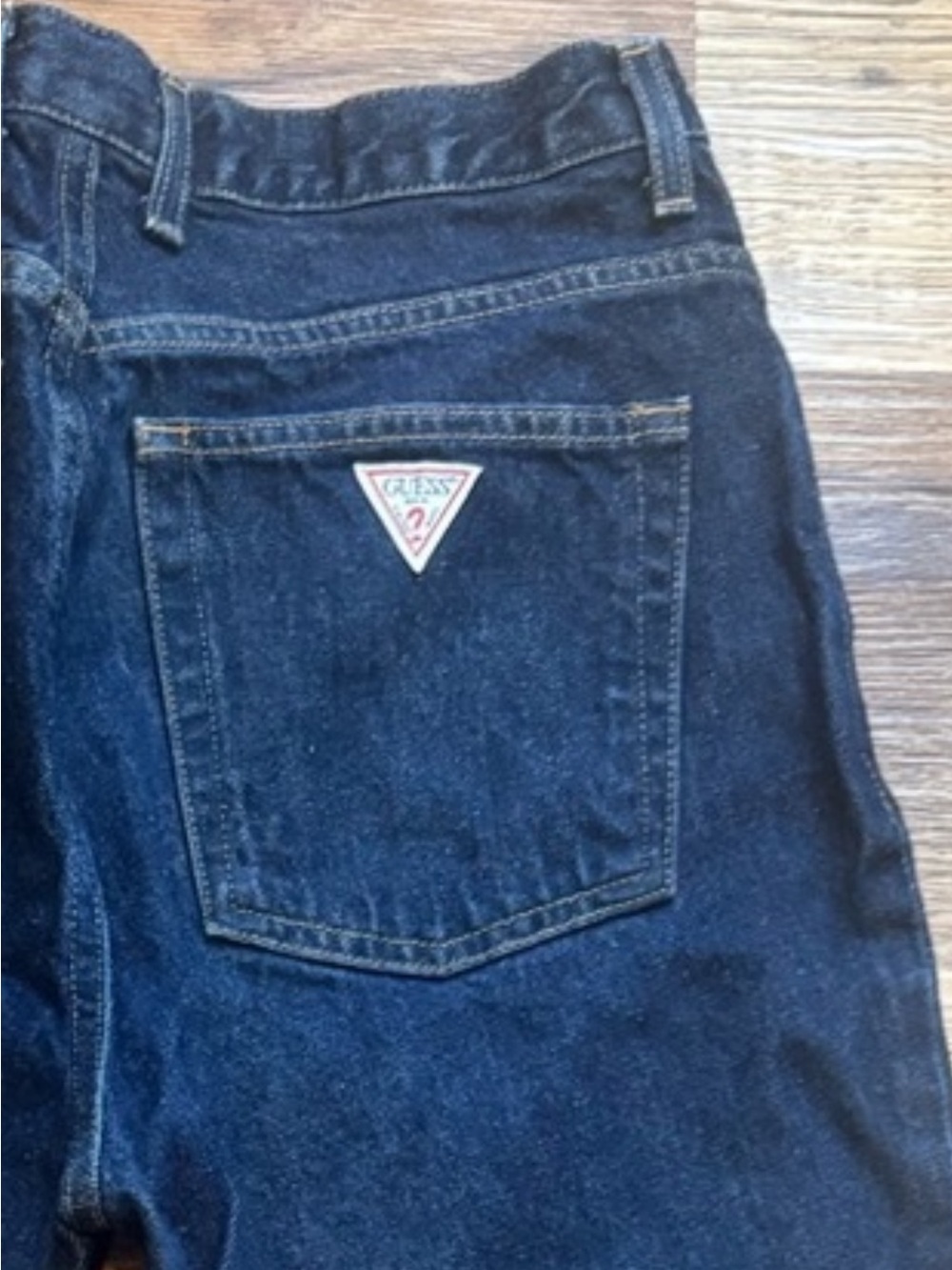 Guess Women's Dark Indigo Raw Hem Straight-Leg Jeans